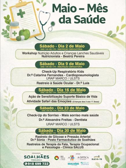  Maio: M&ecirc;s da Sa&uacute;de em Soalh&atilde;es! 